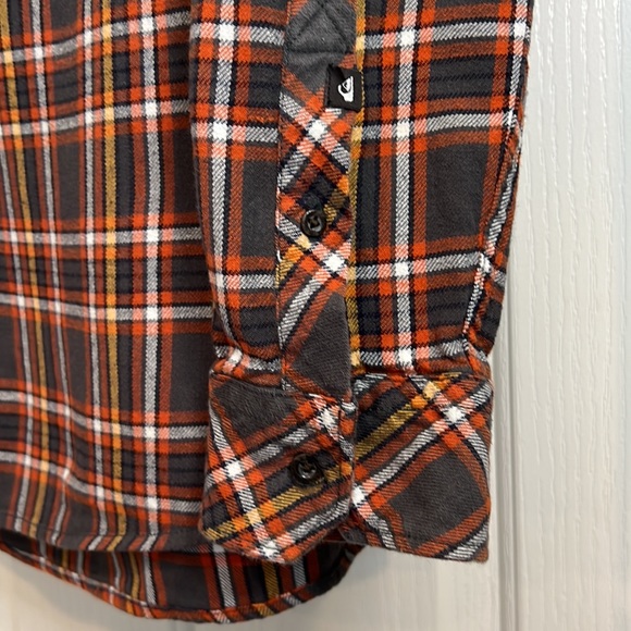 Quicksilver Flannel Orange and Grey Long Sleeve Buttoned Casual Shirt - Large - Picture 7 of 11